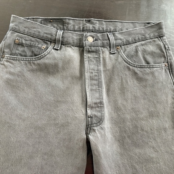 Vintage 90s 1992 Mens Levis 501 Dark Gray Button Fly Jeans 33 X 29 USA Made - Picture 6 of 11